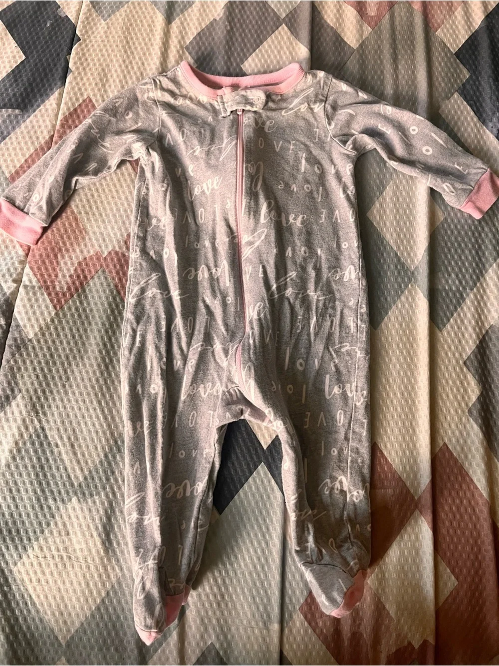 Gerber Gray & Pink Footed Baby One-Piece Sleeper